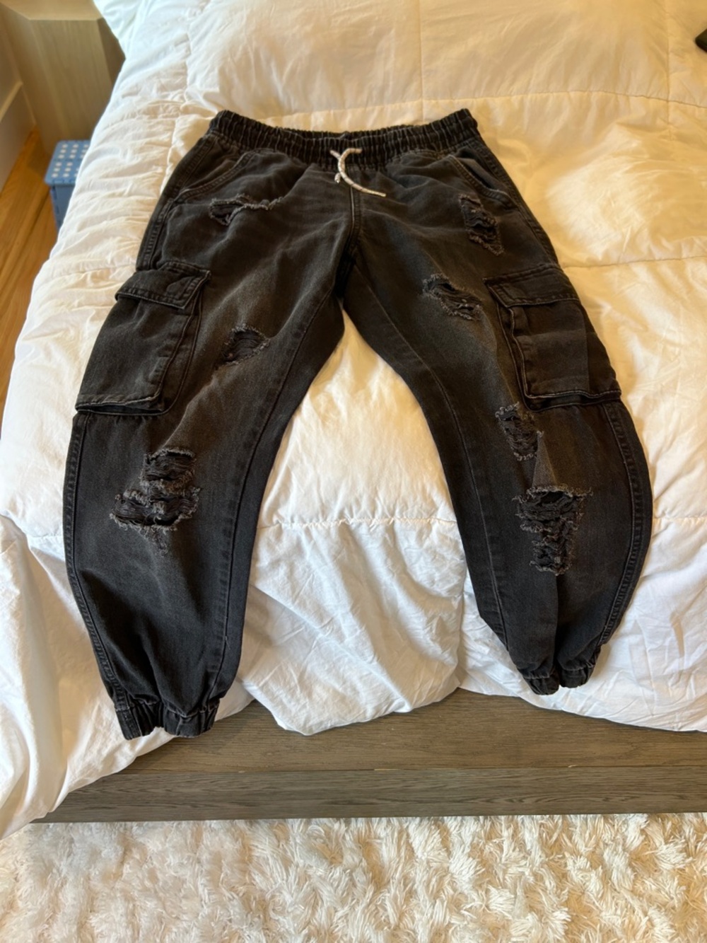 Bluenotes Black Distressed Cargo Joggers